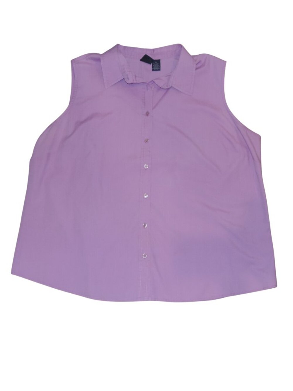 Basic Editions Lavender Sleeveless Button-Front Blouse